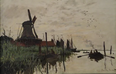 Windmühle und Boote in der Nähe von Zaandam, Holland